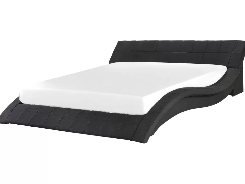 Betten>Beliani Wasserbett Polsterbezug Schwarz 180 X 200 Cm Vichy