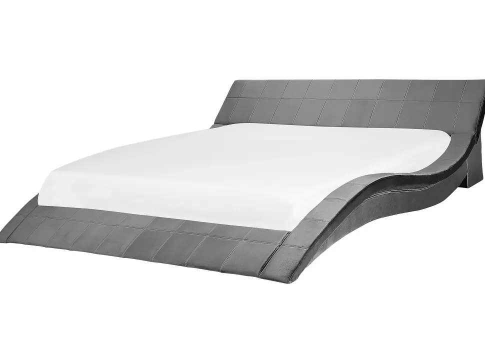 Betten>Beliani Wasserbett Samtstoff Grau 180 X 200 Cm Vichy