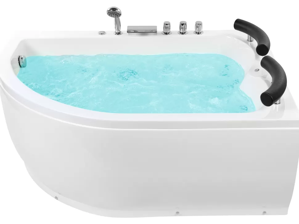 Best Beliani Whirlpool Badewanne Weis Eckmodell Mit Led Links 160 X 113 Cm Paradiso
