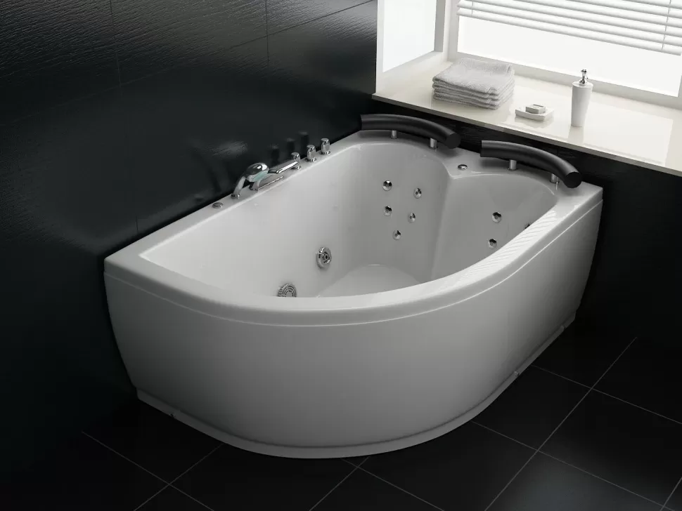 Best Beliani Whirlpool Badewanne Weis Eckmodell Mit Led Links 160 X 113 Cm Paradiso